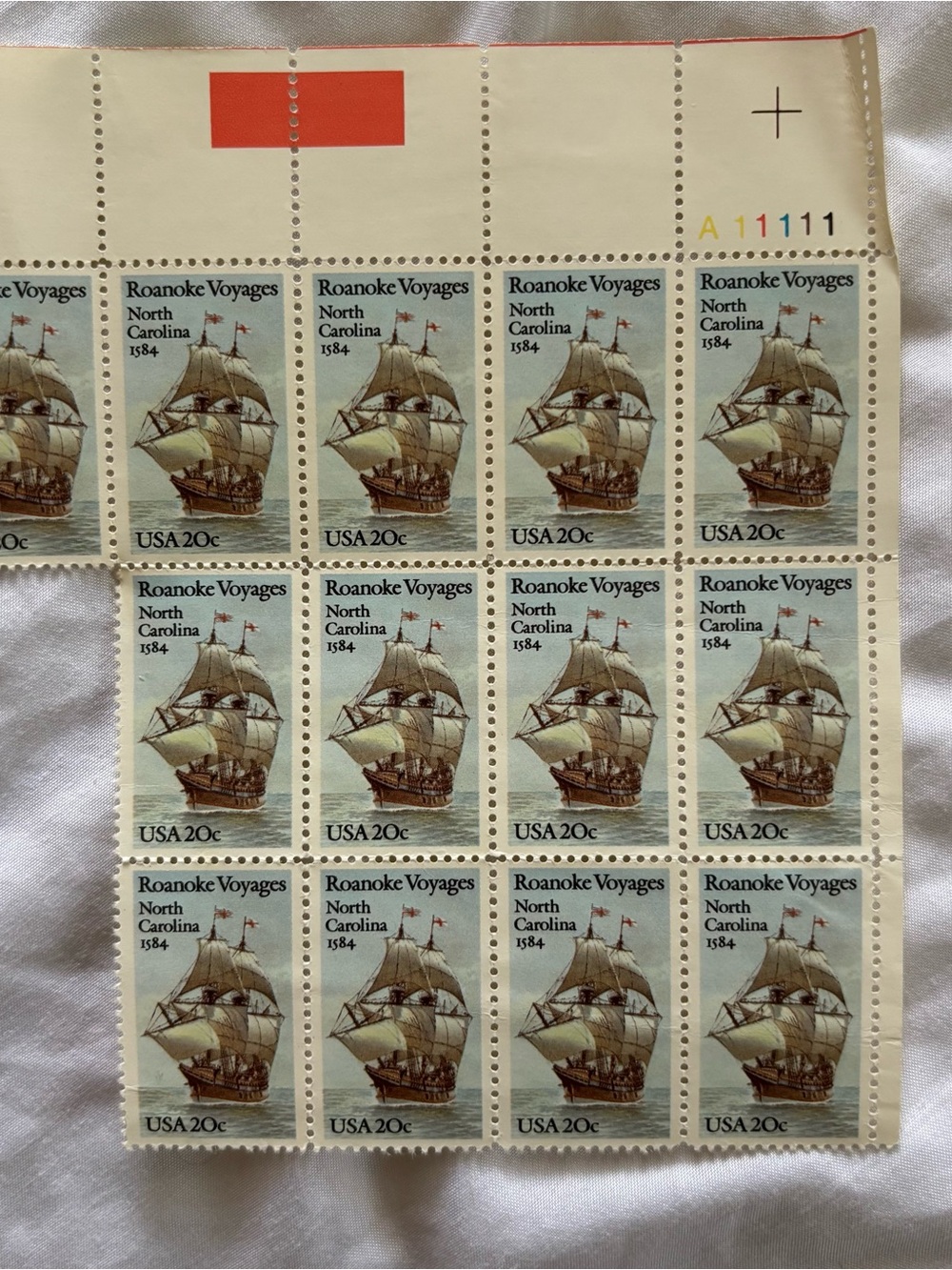 Roanoke Voyages USA 20c Vintage Ship Stamp Sheet